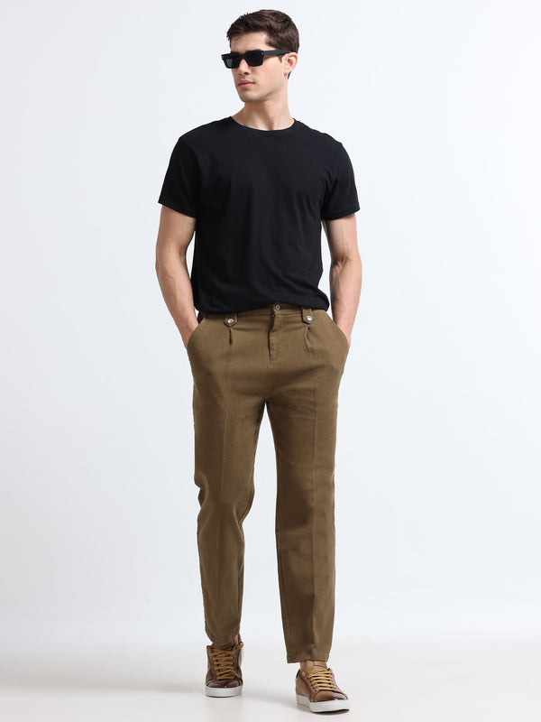 Savero Pleated Tapered Trouser – Olive Moss