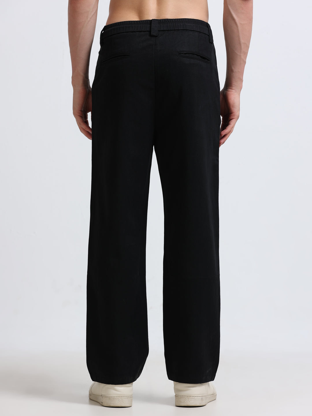 Amalfi Textured Pleated Trouser – Midnight Black