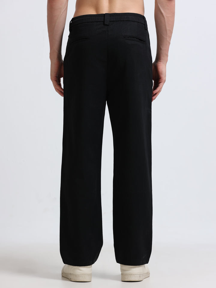 Amalfi Textured Pleated Trouser – Midnight Black