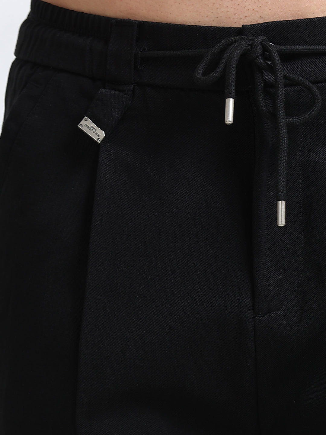 Amalfi Textured Pleated Trouser – Midnight Black