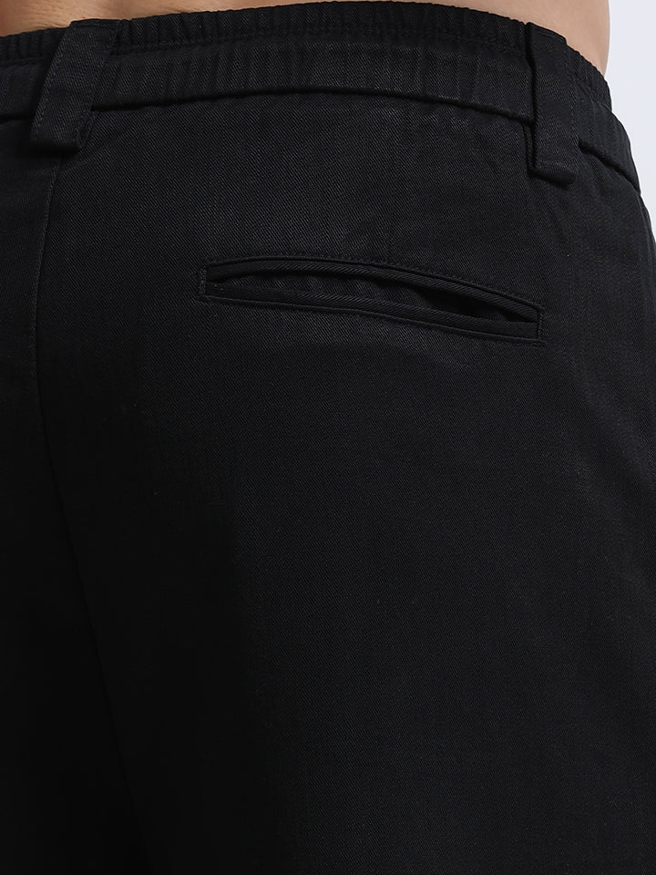 Amalfi Textured Pleated Trouser – Midnight Black