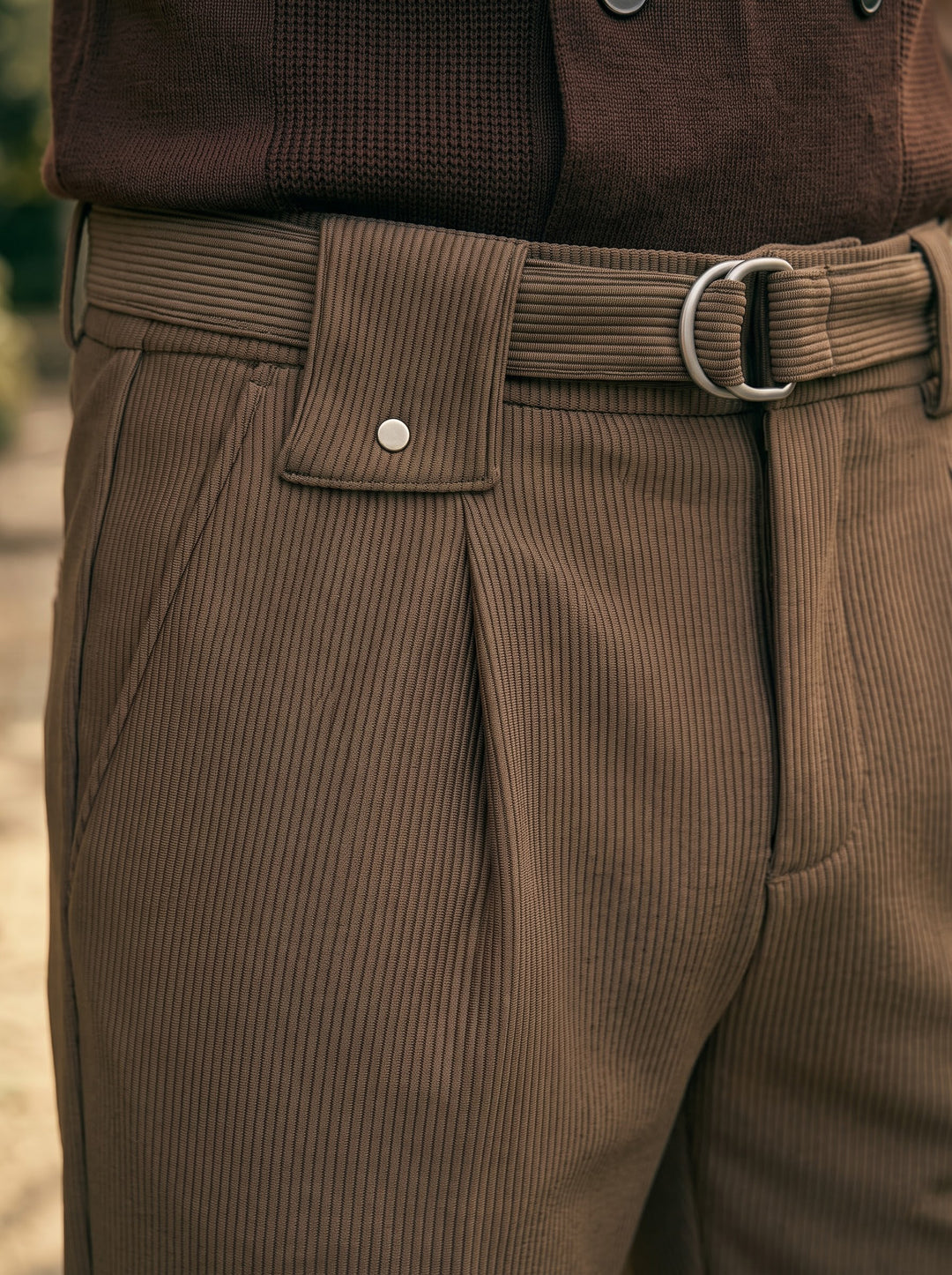 Callum Pleated Comfort Trouser - Brown