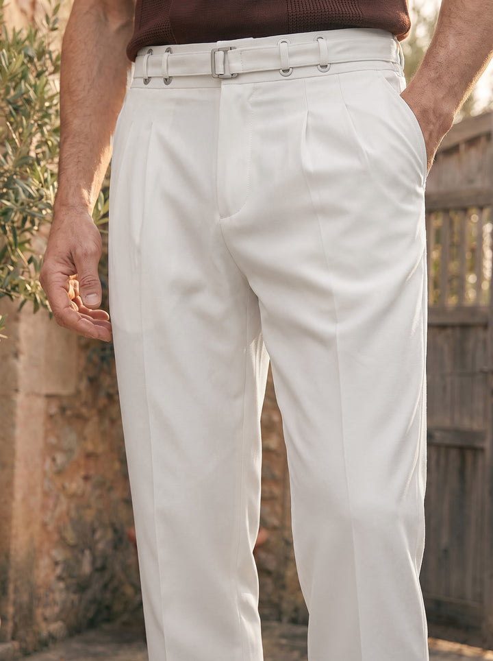 Benson Pleated Tailored Trouser – Ivory
