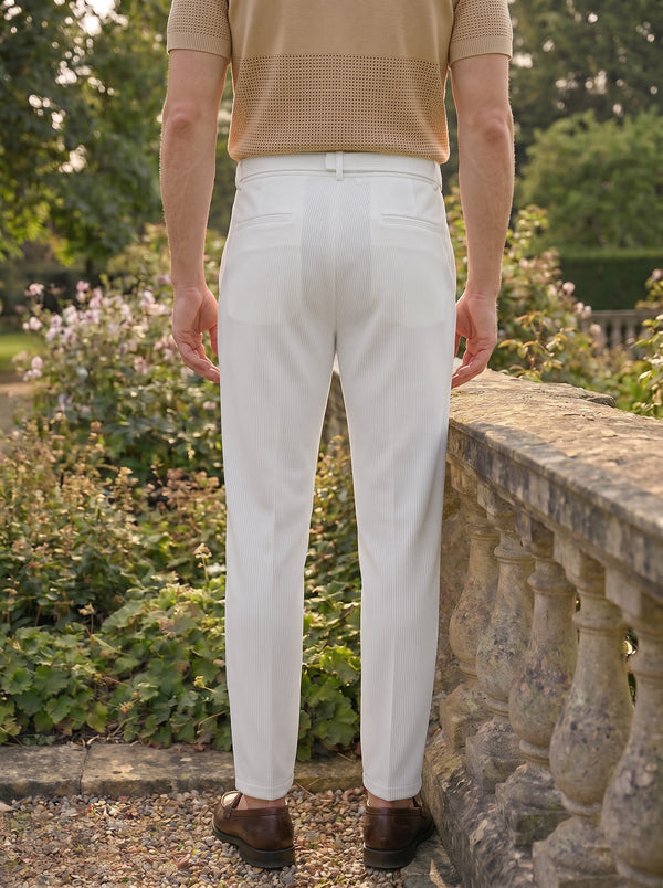 Callum Pleated Comfort Trouser – Ivory