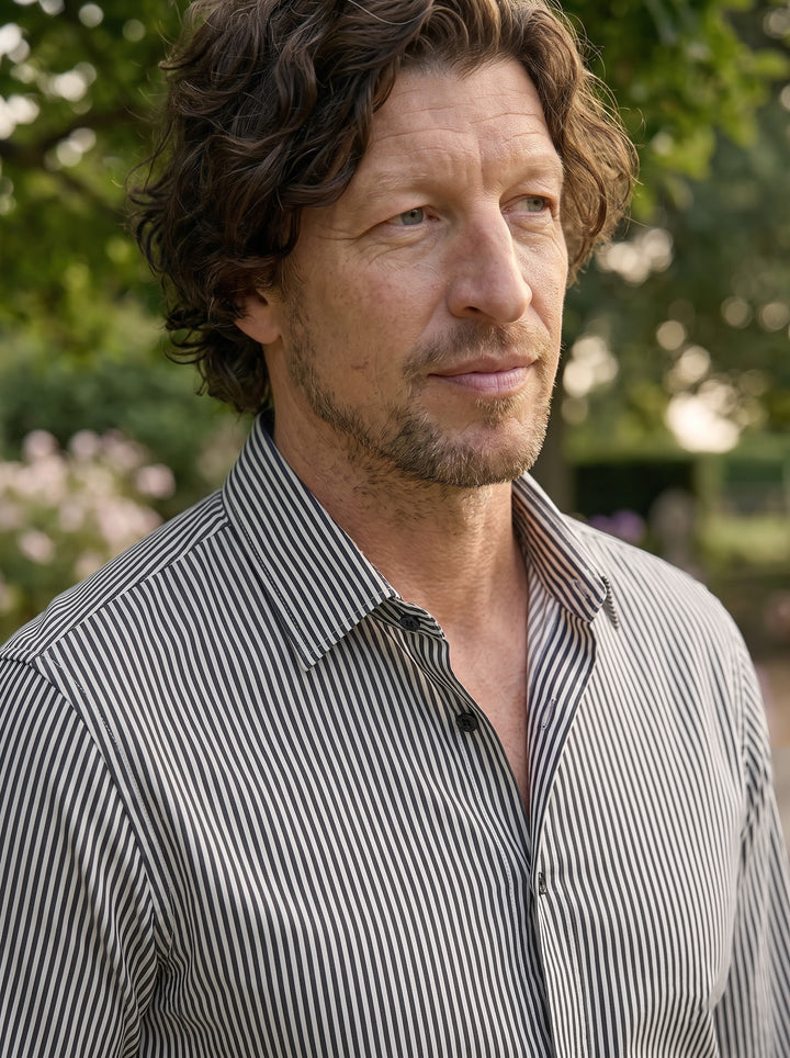 Monroe Striped Shirt – Charcoal Stripe