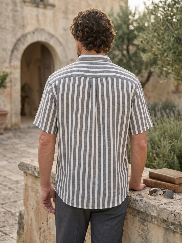 Cairo Textured Stripe Shirt – Charcoal