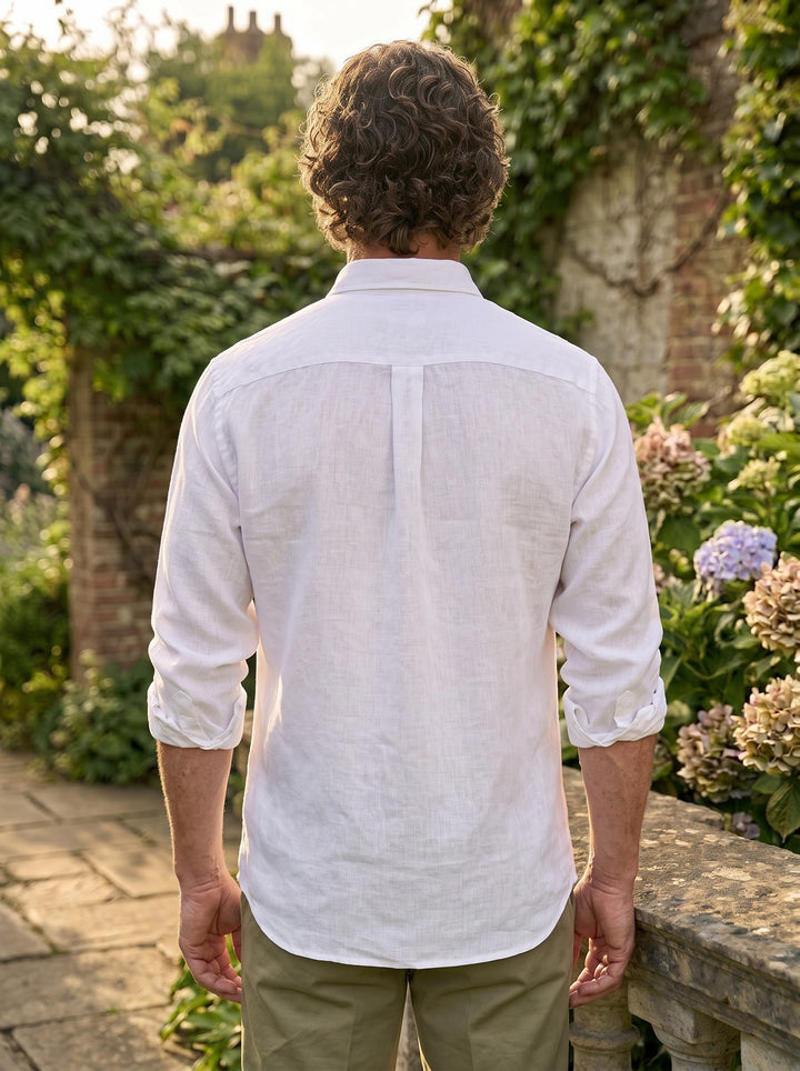Luca Linen Textured Shirt – Pure White