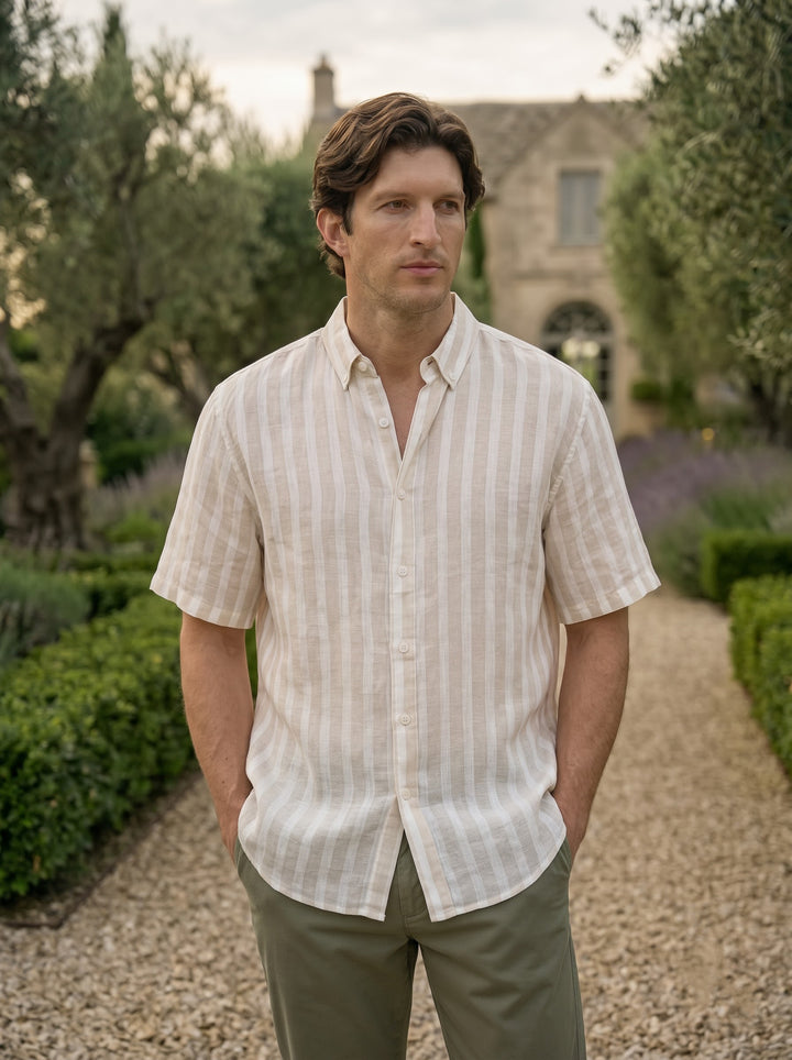 Cairo Textured Stripe Shirt – Ivory