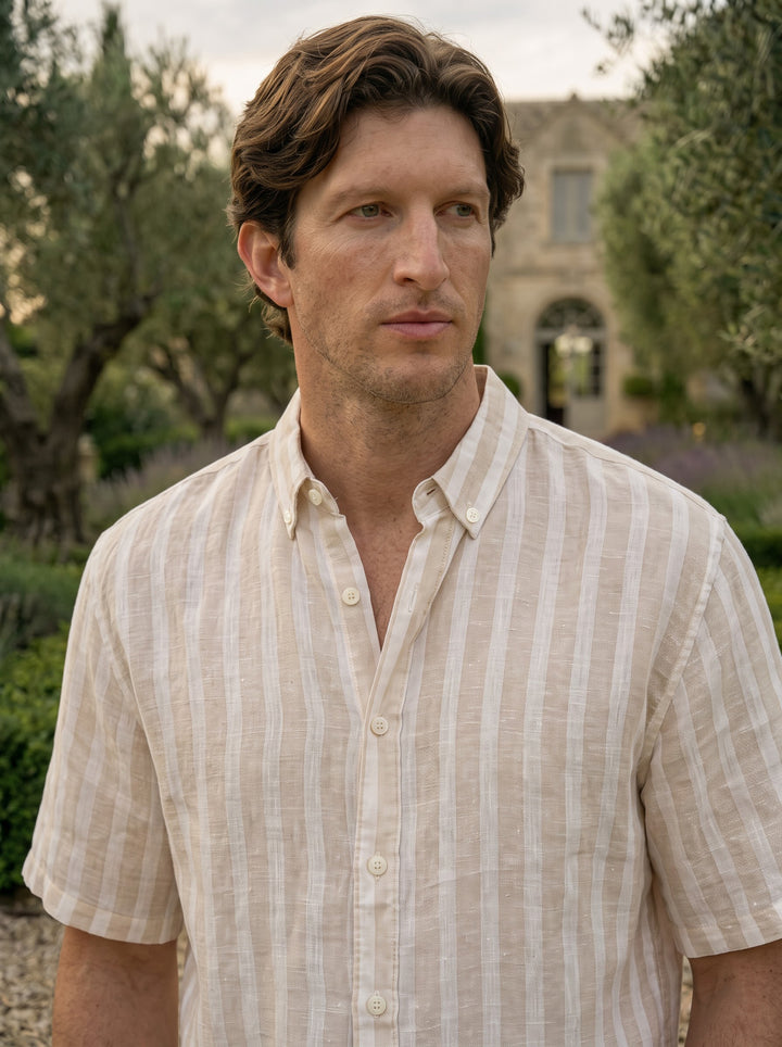 Cairo Textured Stripe Shirt – Ivory