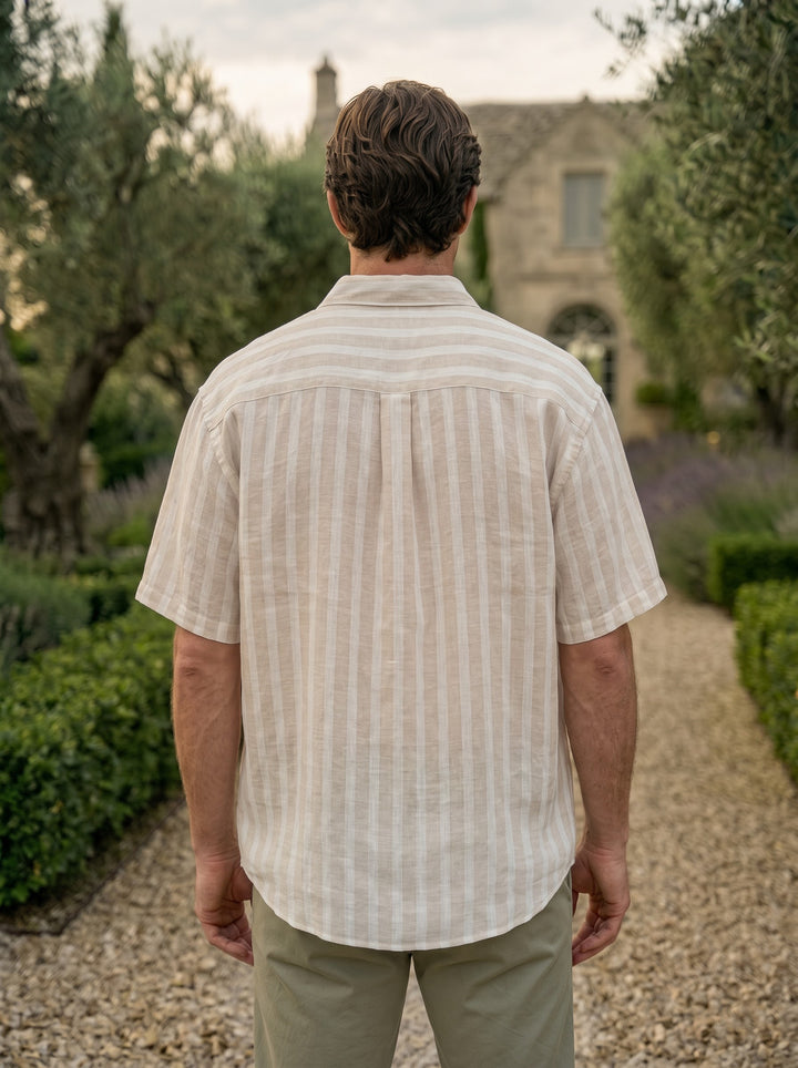 Cairo Textured Stripe Shirt – Ivory