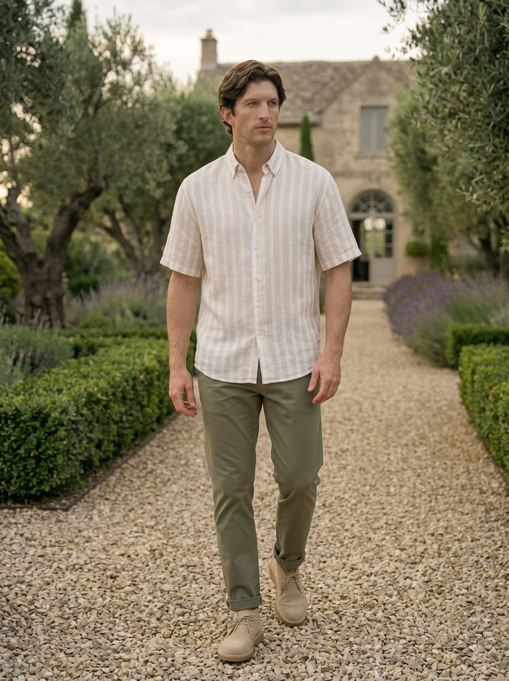 Cairo Textured Stripe Shirt – Ivory