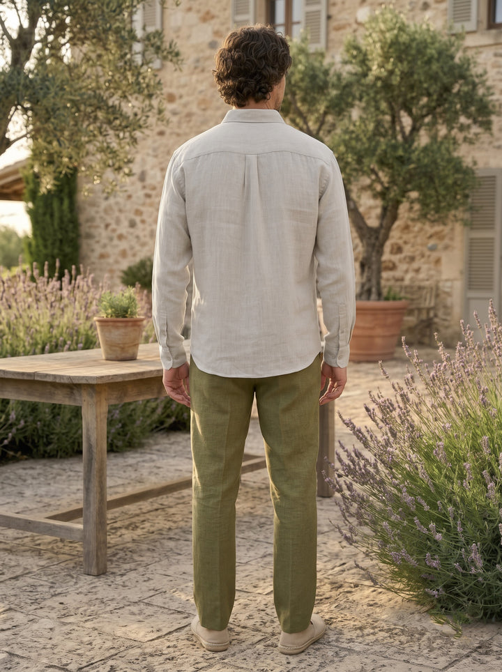 Luca Linen Textured Shirt – Ivory