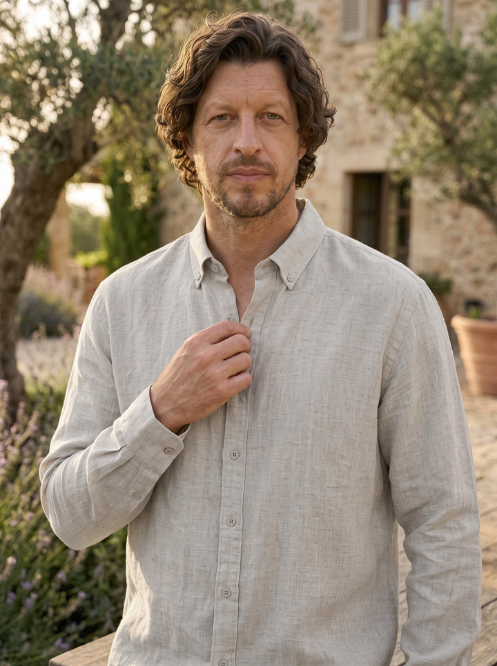 Luca Linen Textured Shirt – Ivory