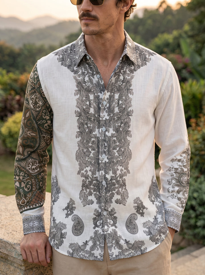 The Palazzo Premium Printed Shirt – Oliva