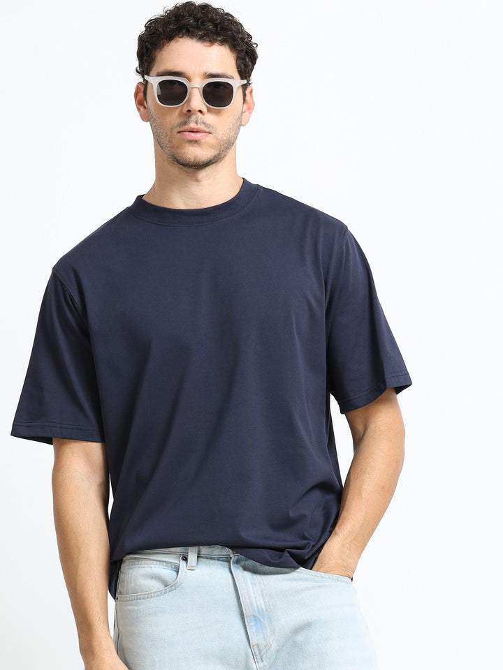 Core Stud Detail Navy Blue T-Shirt