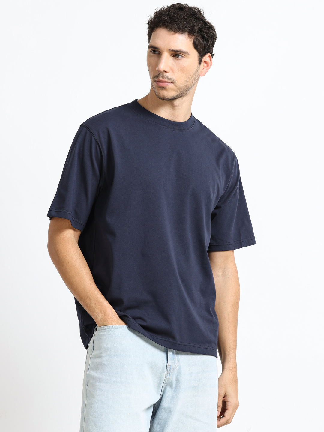 Core Stud Detail Navy Blue T-Shirt