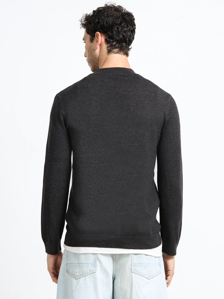 Contour Mock Neck Charcoal Mélange Knit