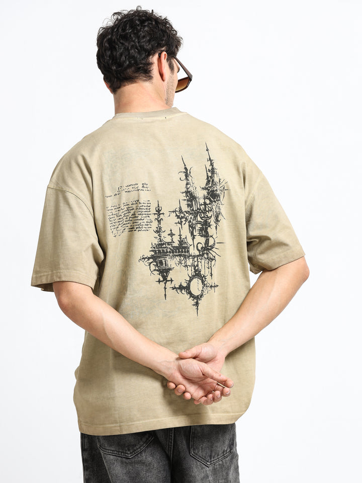 Abstract Relic Sand Beige T-Shirt