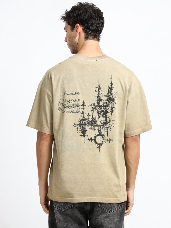 Abstract Relic Sand Beige T-Shirt