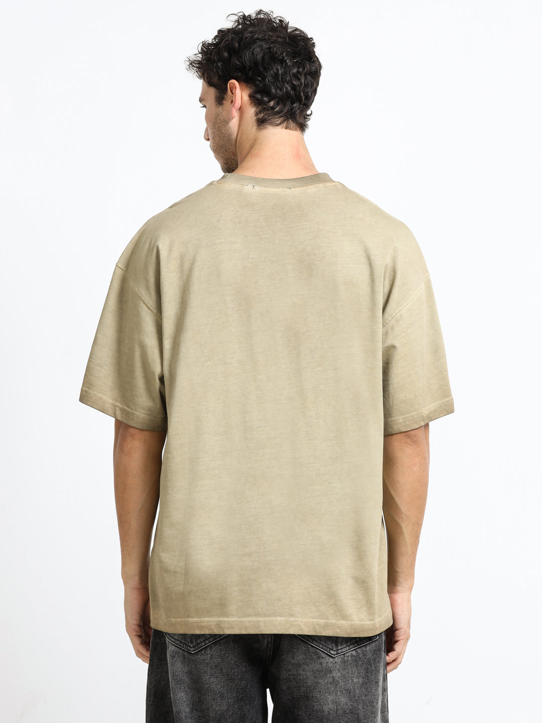 Washed Typography Khaki T-Shirt