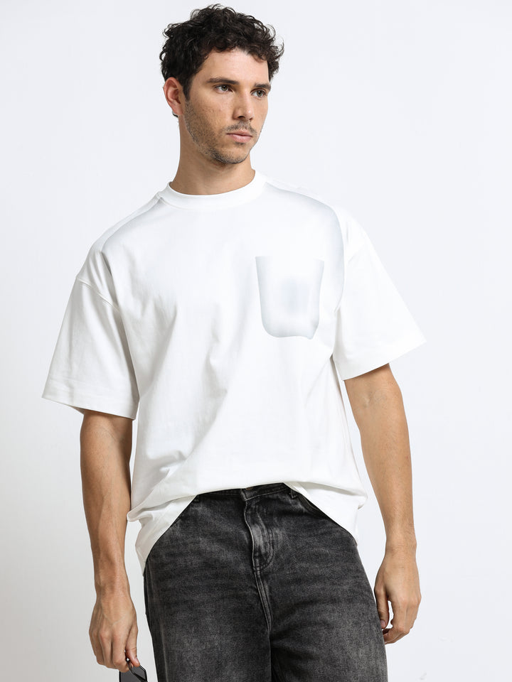 Tonal Pocket White T-Shirt