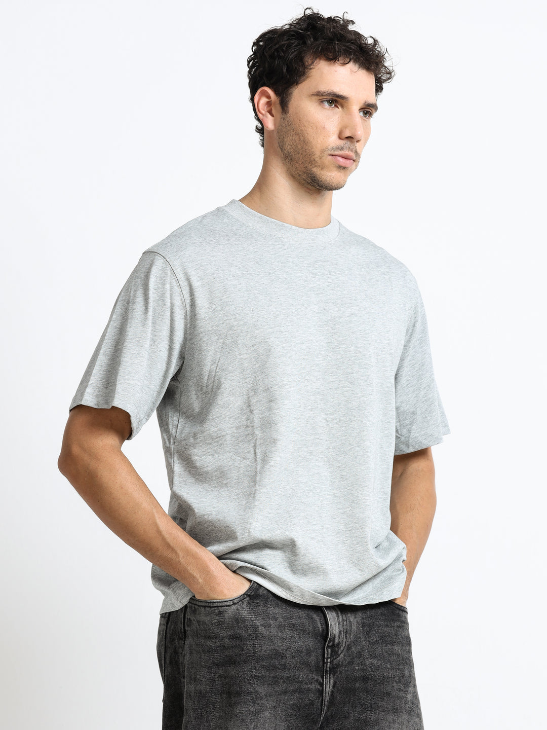 Core Stud Detail Light Grey T-Shirt