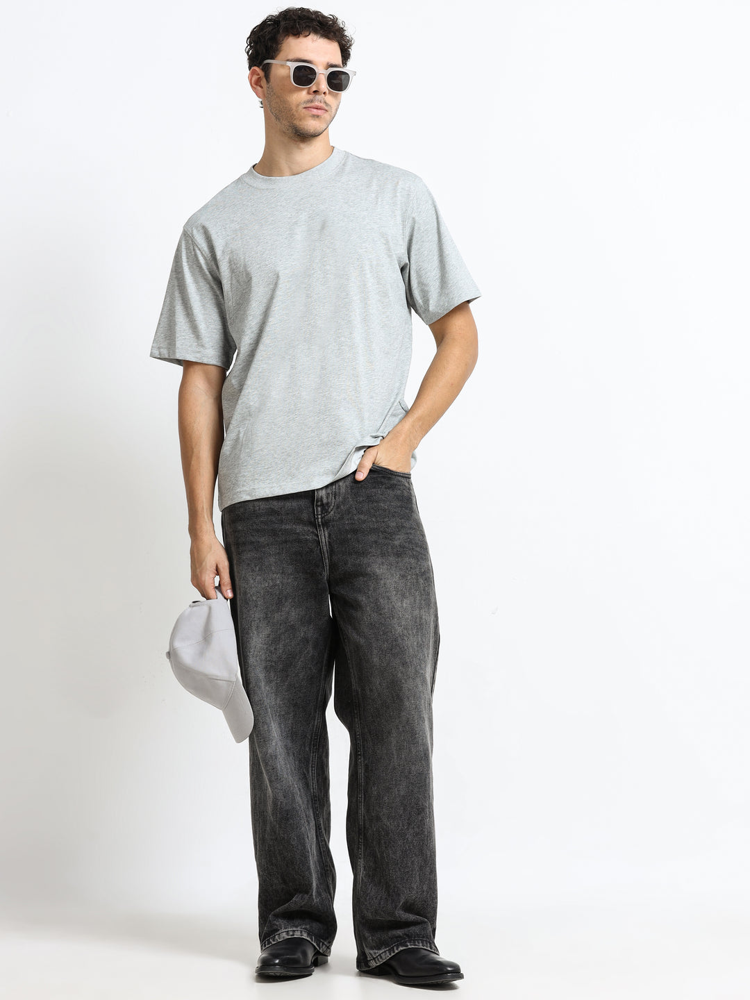 Core Stud Detail Light Grey T-Shirt