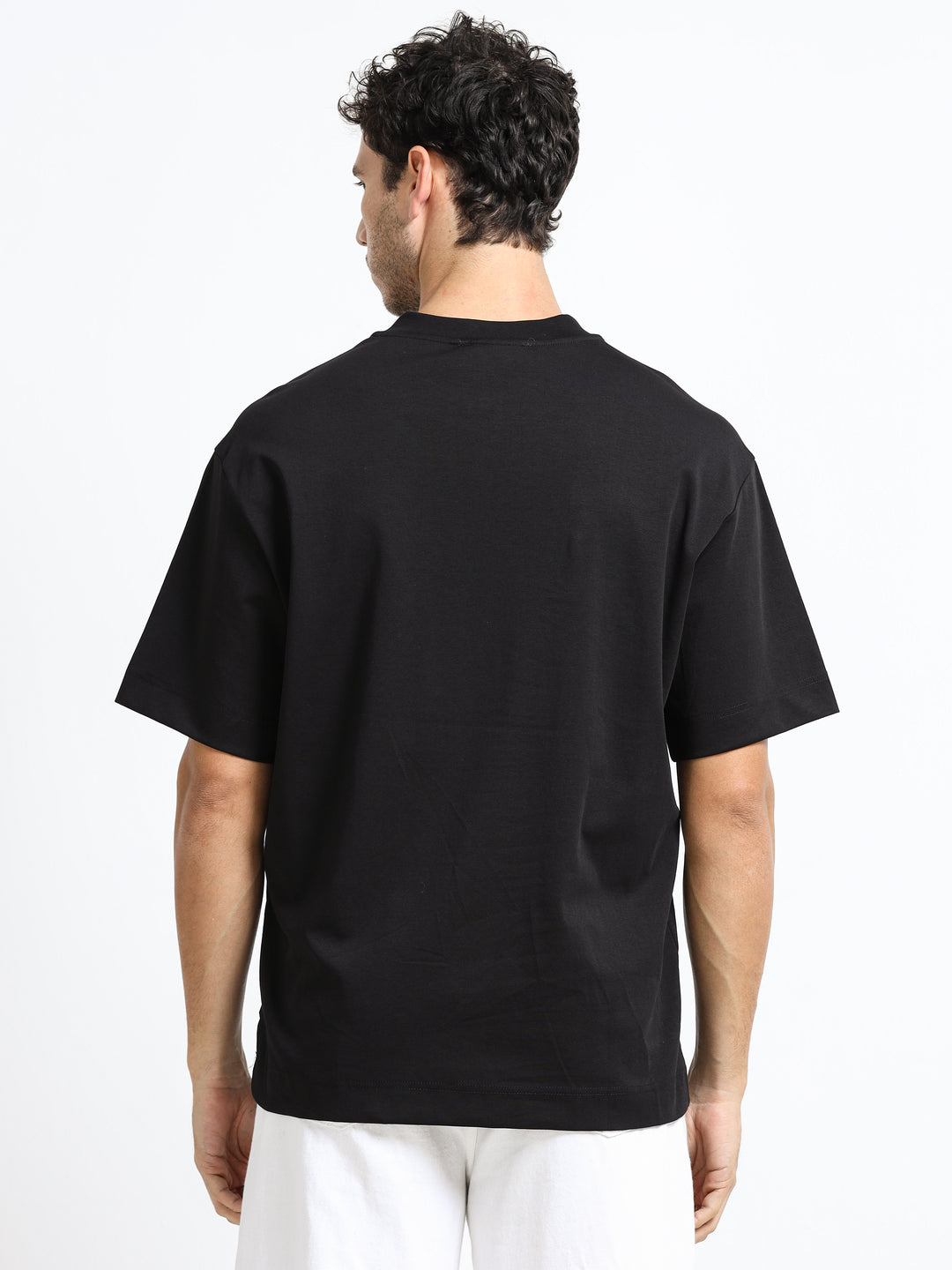 Minimal Zip-Neck Black T-Shirt