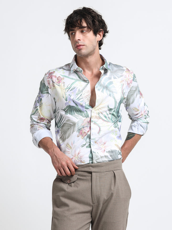 Ethereal Botanique Shirt – Verdant Bloom Veil