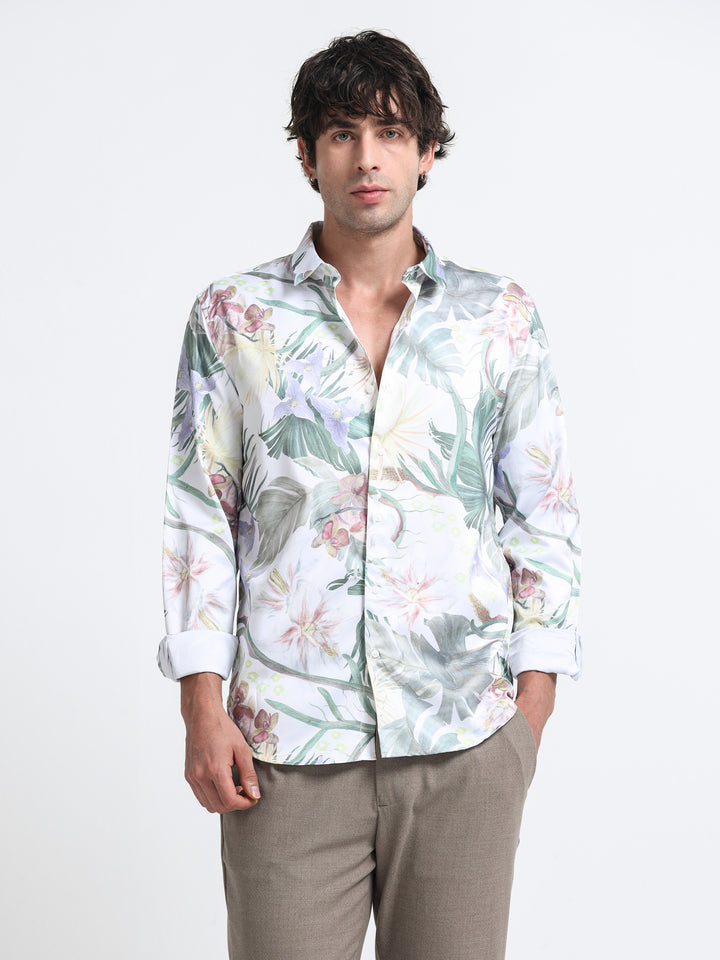 Ethereal Botanique Shirt – Verdant Bloom Veil