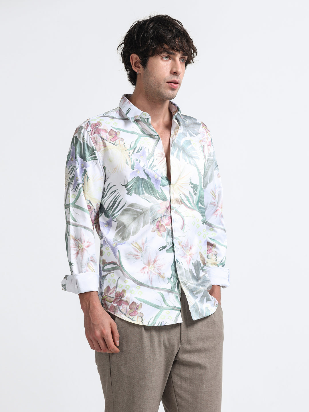 Ethereal Botanique Shirt – Verdant Bloom Veil