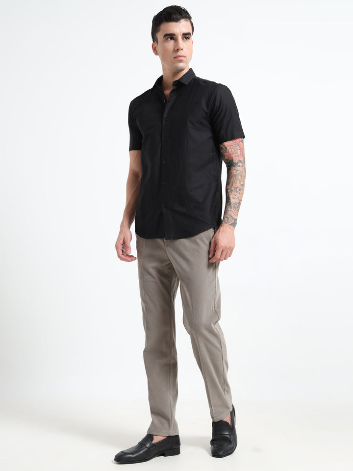 Refined Corduroy Trousers with Integrated Belt - Light Gray