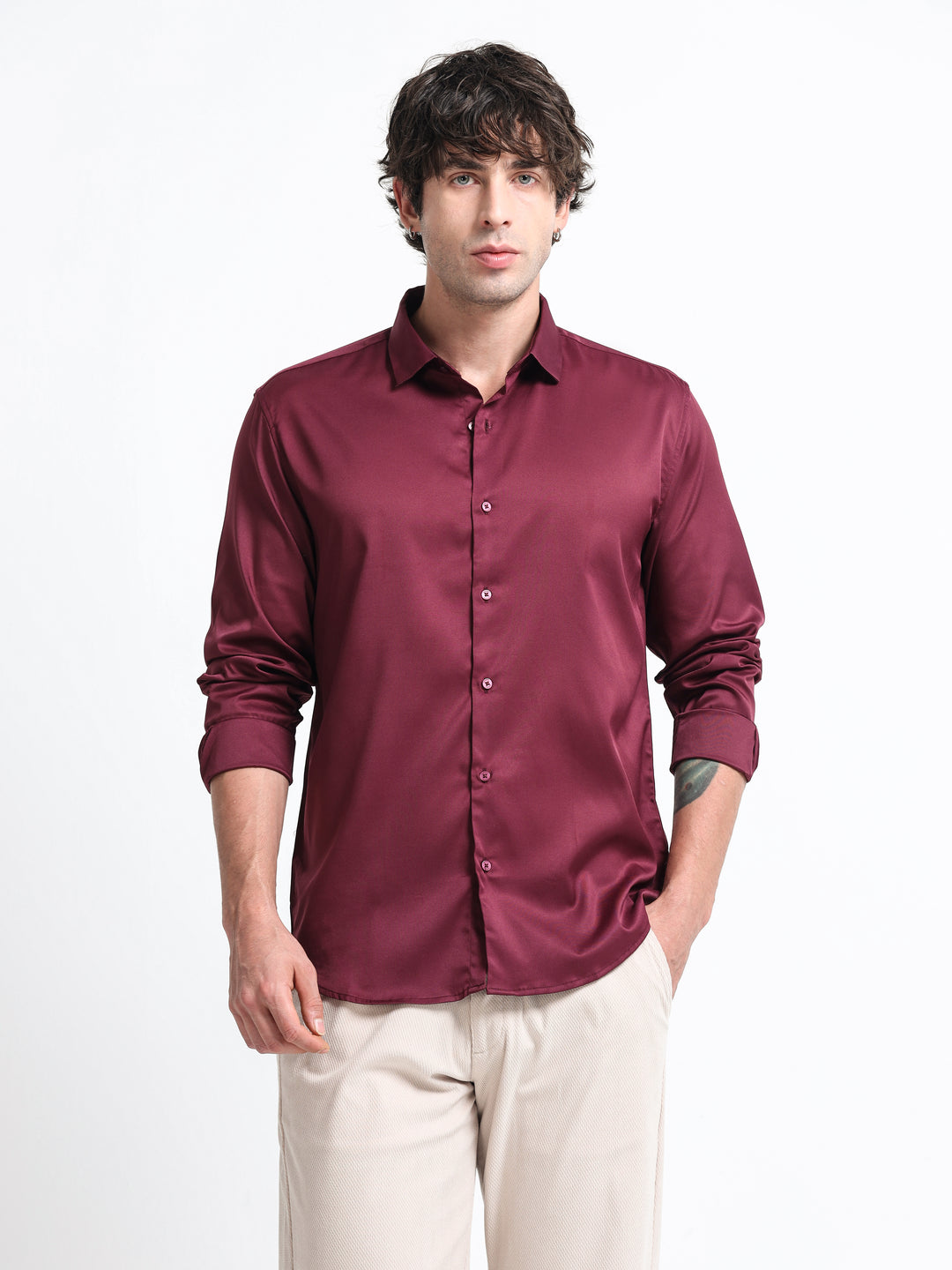 Silhouette Luxe – Burgundy Luxe Party Shirt