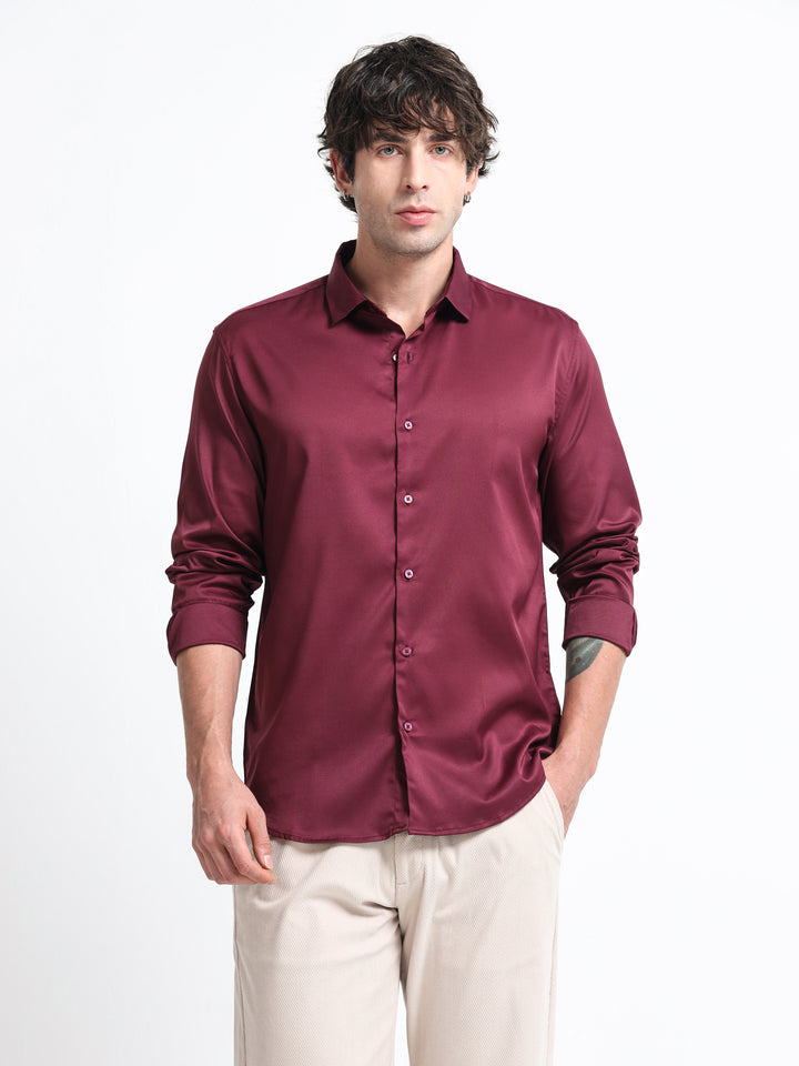 Silhouette Luxe – Burgundy Luxe Party Shirt