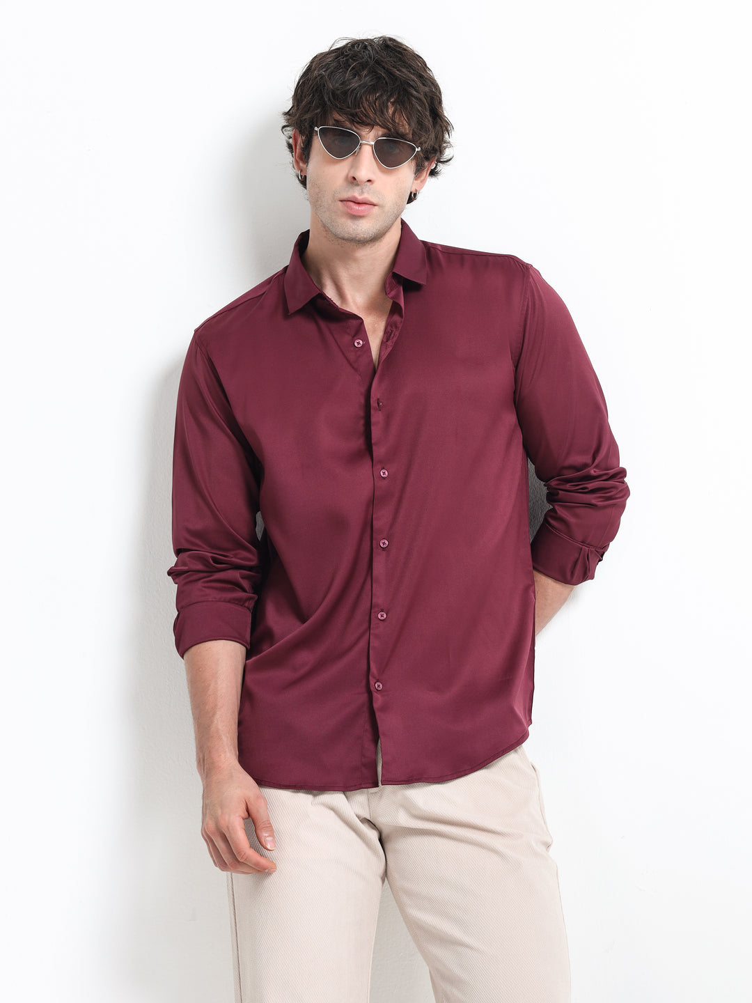 Silhouette Luxe – Burgundy Luxe Party Shirt