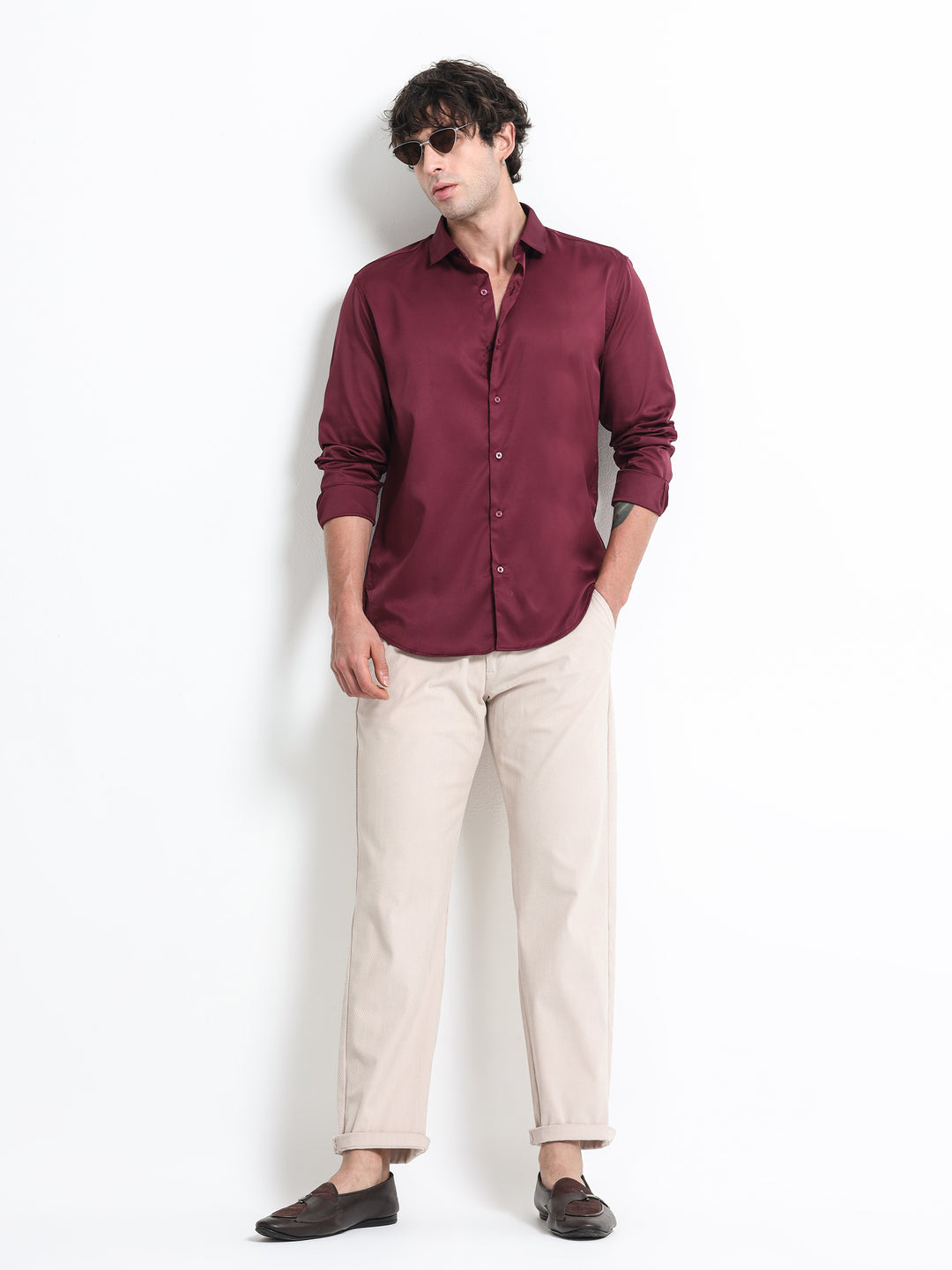 Silhouette Luxe – Burgundy Luxe Party Shirt