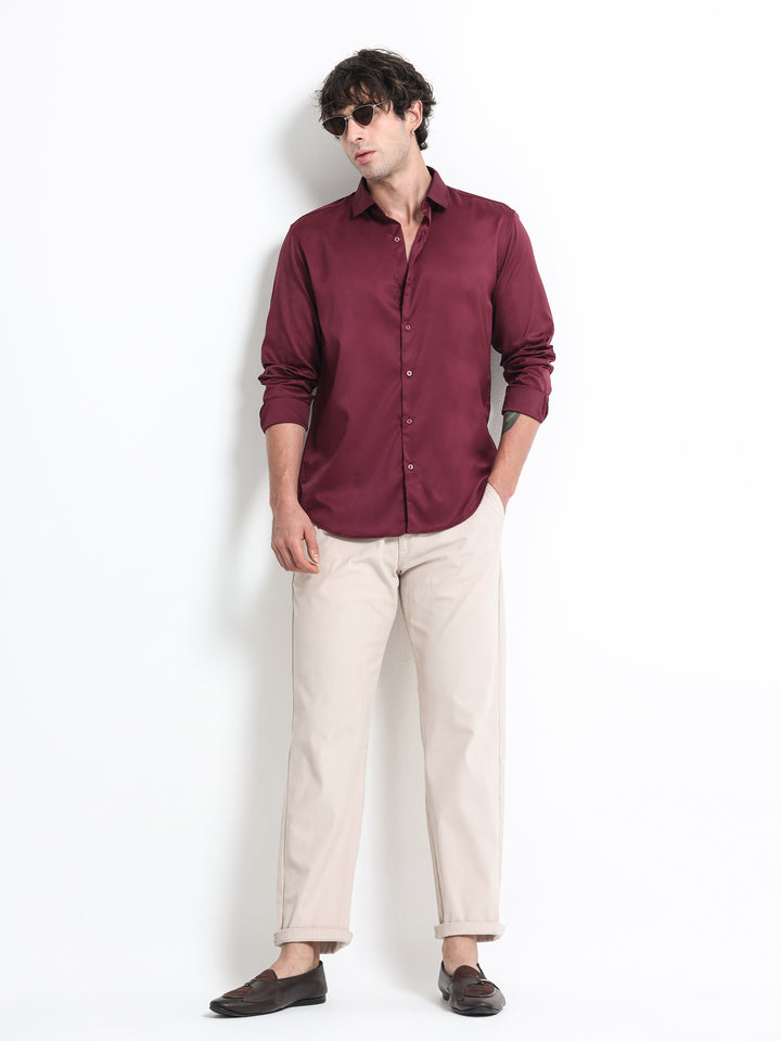 Silhouette Luxe – Burgundy Luxe Party Shirt