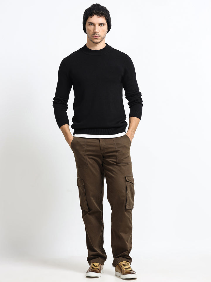 Contour Mock Neck Onyx Black Knit