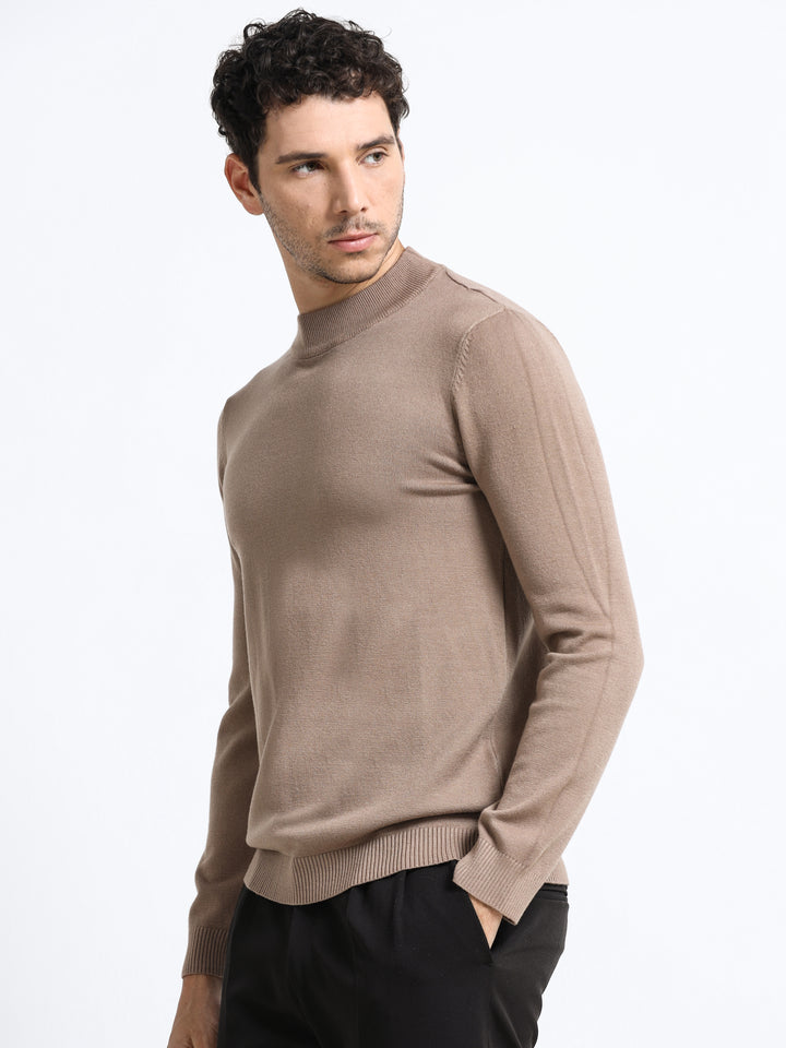 Contour Mock Neck Mocha Taupe Knit