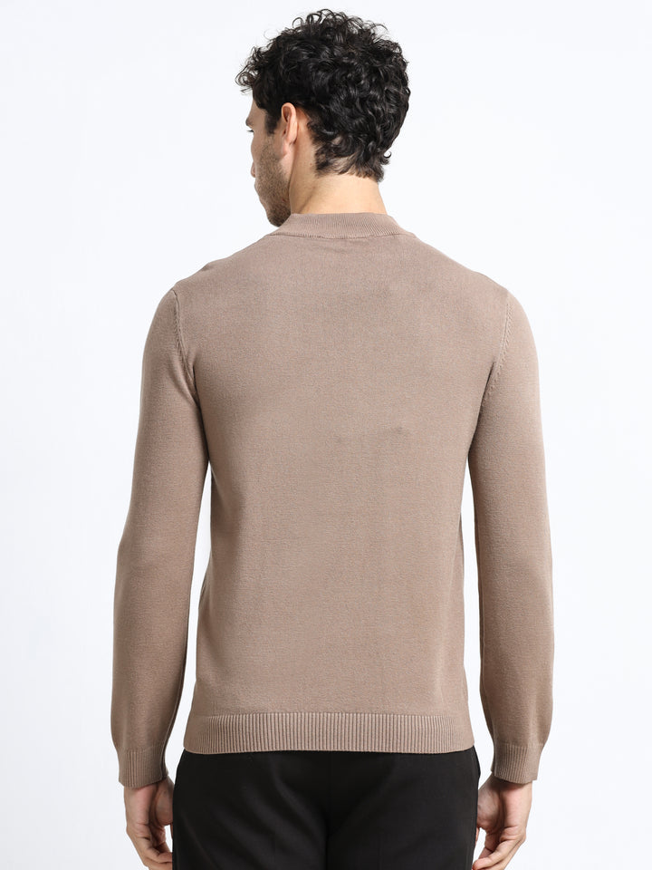 Contour Mock Neck Mocha Taupe Knit