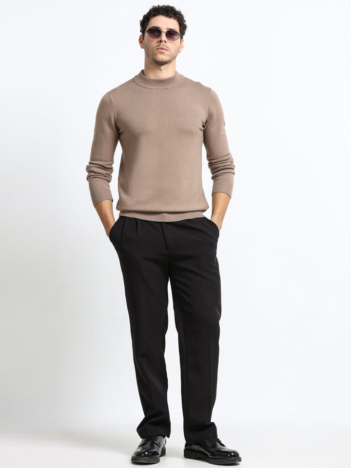Contour Mock Neck Mocha Taupe Knit