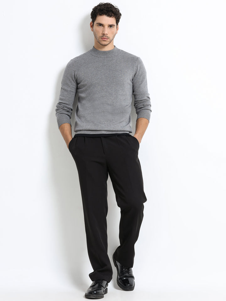 Contour Mock Neck Heather Grey Knit