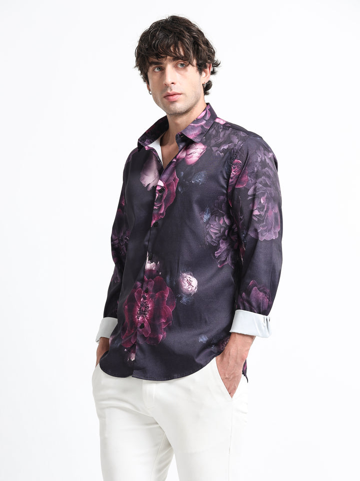 Nocturne Bloom Shirt – Amethyst Noir