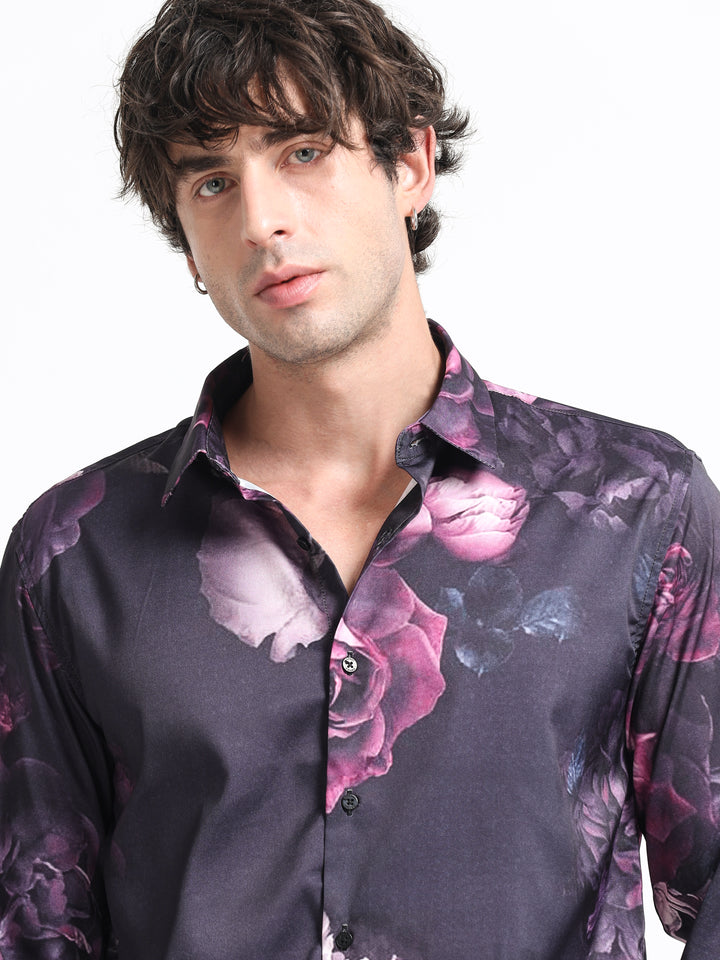 Nocturne Bloom Shirt – Amethyst Noir