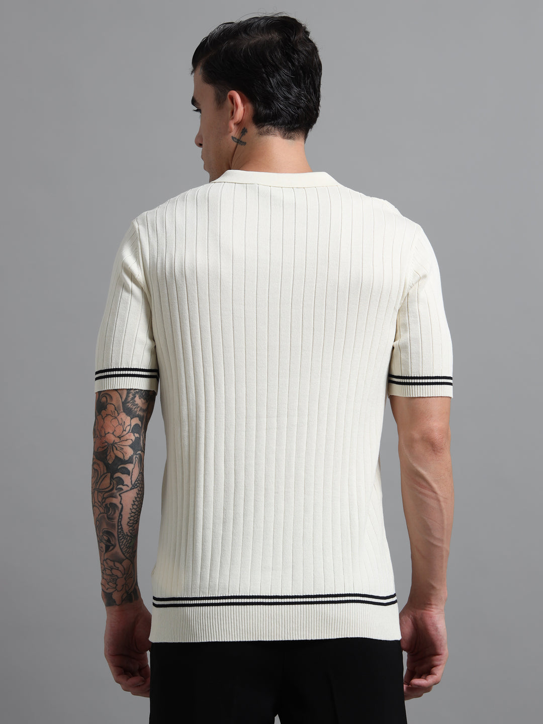 Men's Knitted Polo T Shirt - White