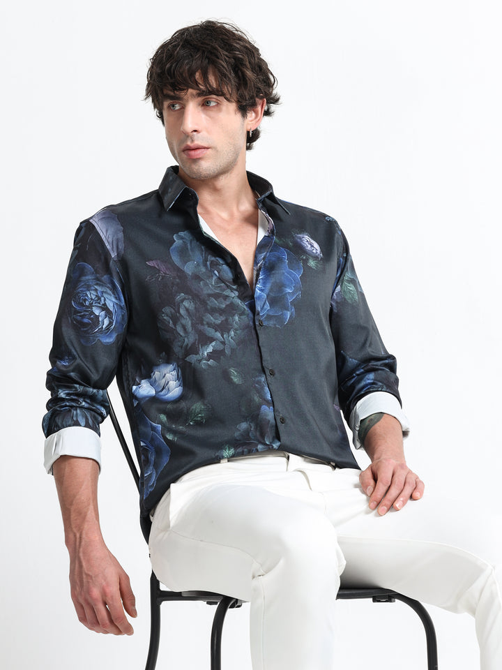 Nocturne Bloom Shirt – Midnight Indigo
