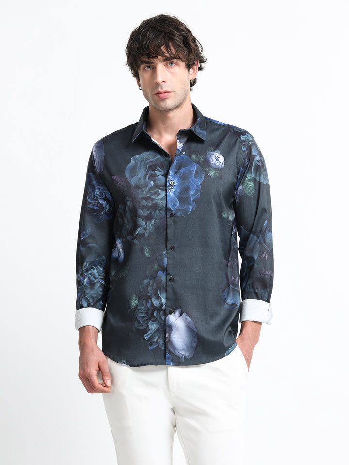 Nocturne Bloom Shirt – Midnight Indigo