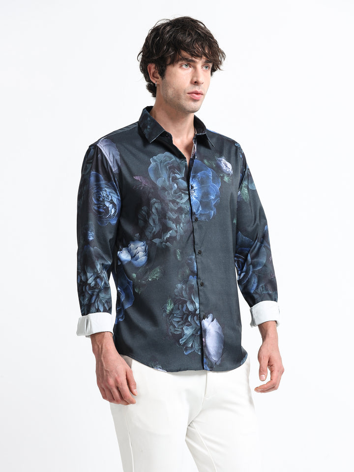Nocturne Bloom Shirt – Midnight Indigo