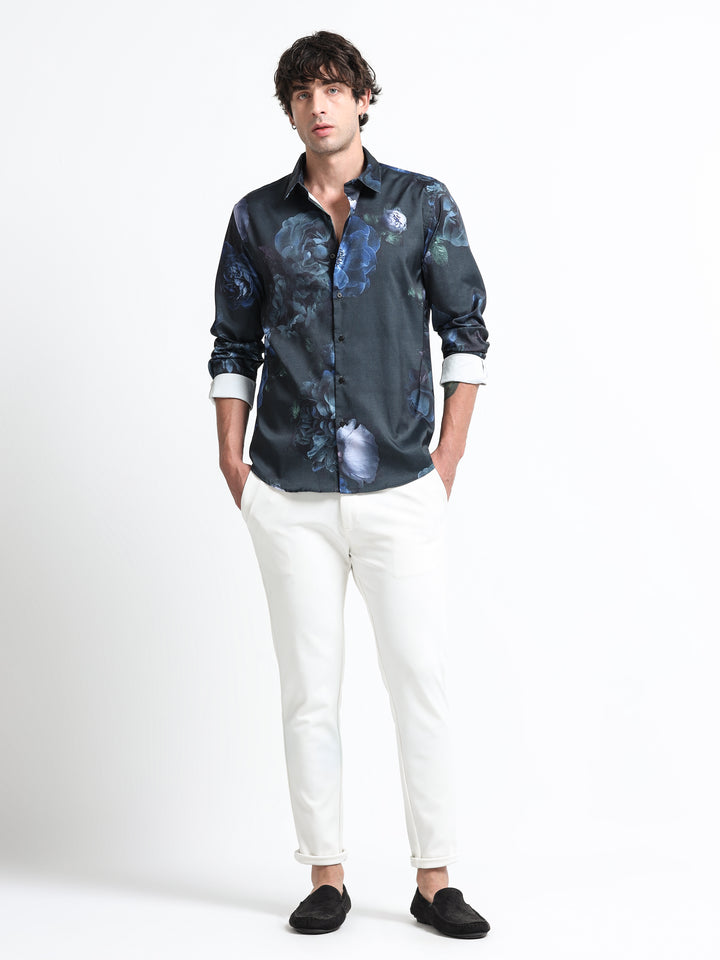 Nocturne Bloom Shirt – Midnight Indigo