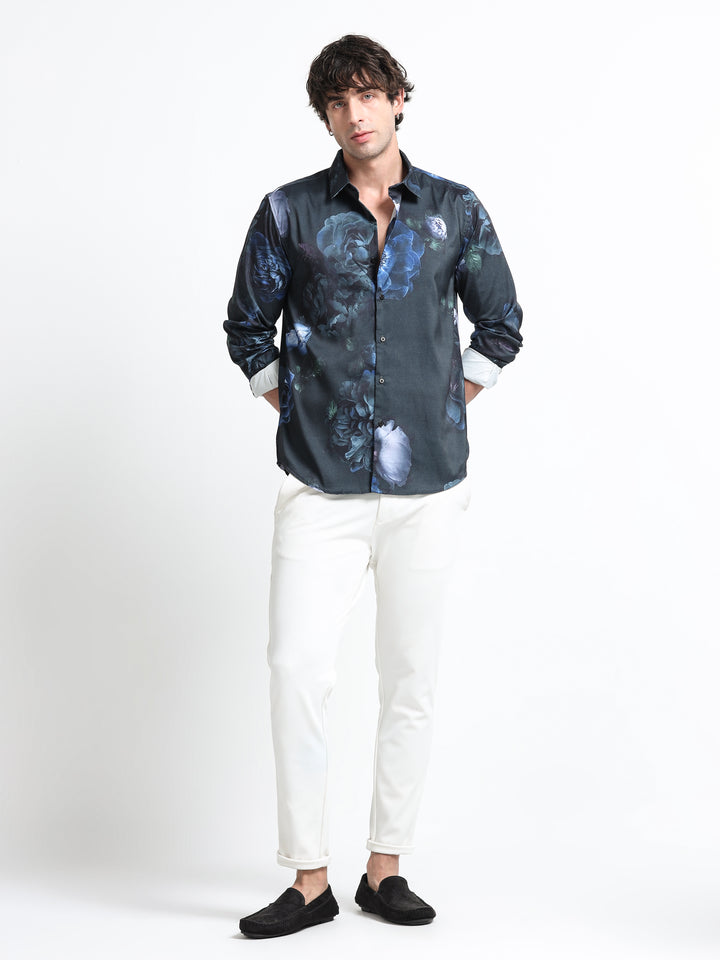 Nocturne Bloom Shirt – Midnight Indigo